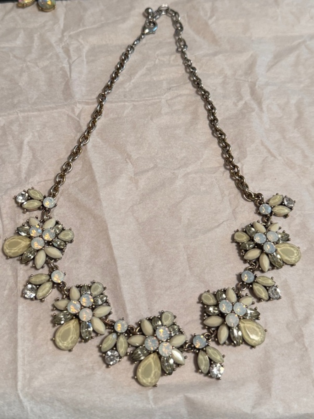 Floral Statement Necklace in Cream and Gold - Women Jewelry